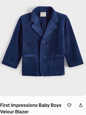First Impressions Navy Velour Blazer for Kids